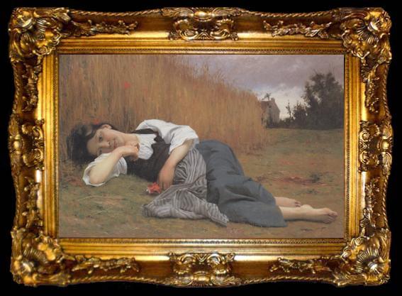 framed  Adolphe William Bouguereau Rest in Harvest (mk26), ta009-2